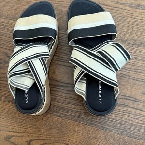 Clergerie Black and Cream Striped Sandals